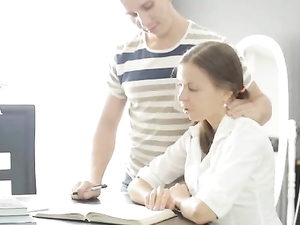 Schoolgirl And Her Study Partner Enjoy Hardcore Humping